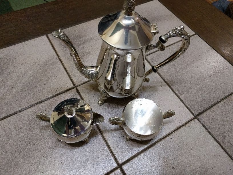 W.M.Rogersアンティークティーセット Wm Rogers vintage Silver Plate Three-piece Tea Coffee Set full set