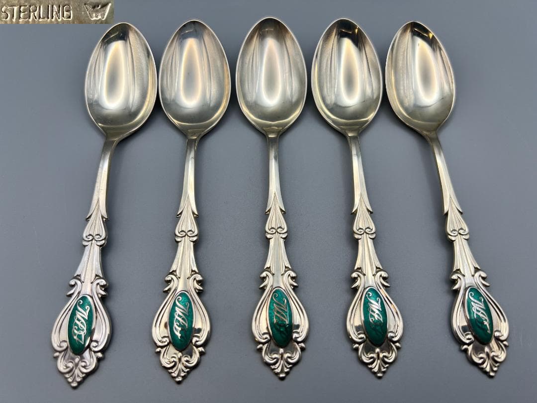 STERLING　刻印　 銀製　スプーン　5点　重量約１０１g STERLING 刻印 銀製 スプーン 5点 重量約101g