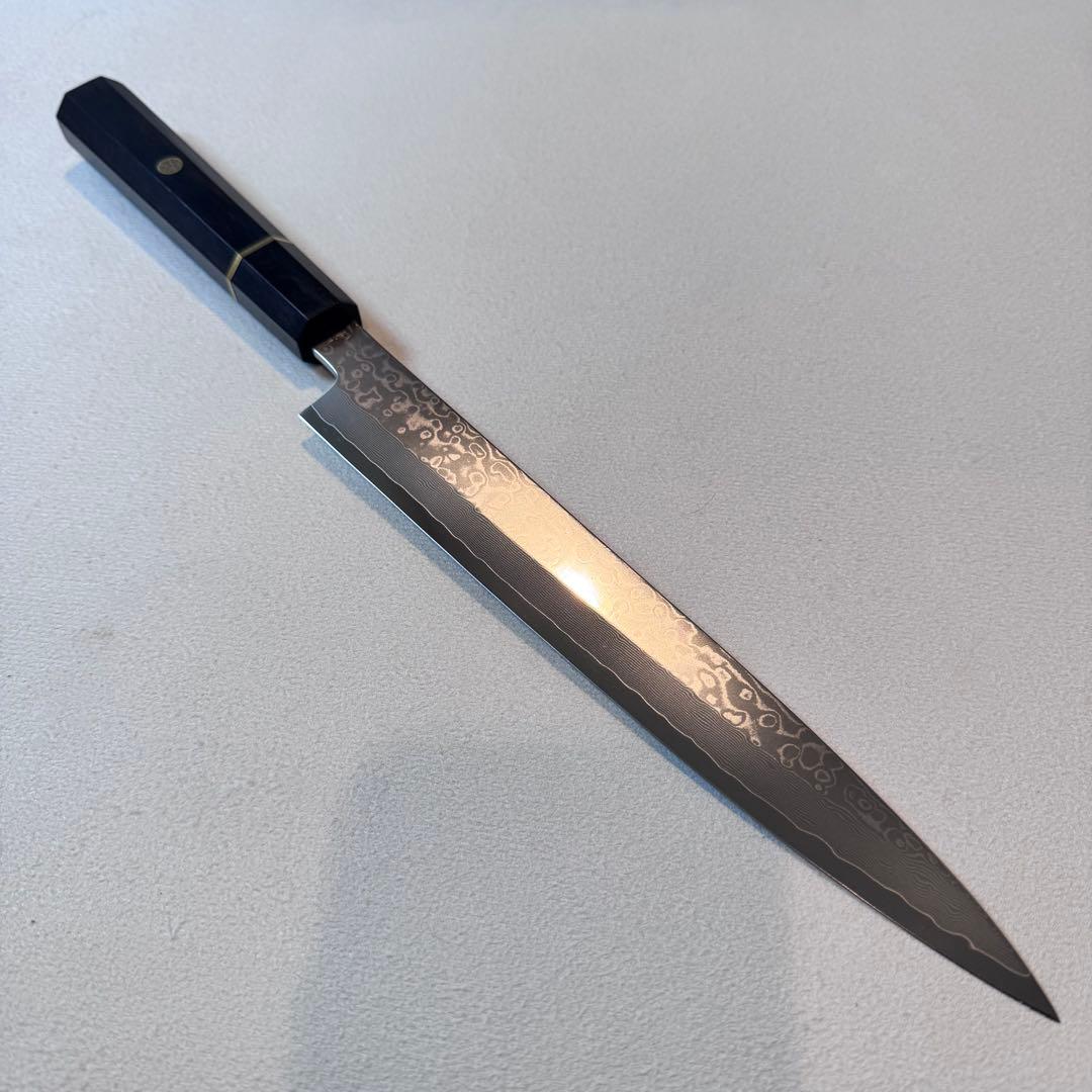 240mm 柳刃包丁 墨流しダマスカス黒檀八角柄 刺身包丁 和包丁 - メルカリ
