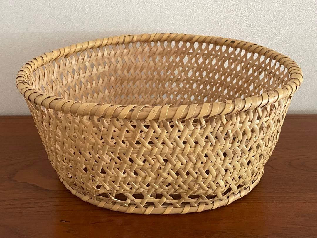 長野戸隠　根曲竹　茶碗かご（特大） 長野 根曲竹 茶碗かご (大)