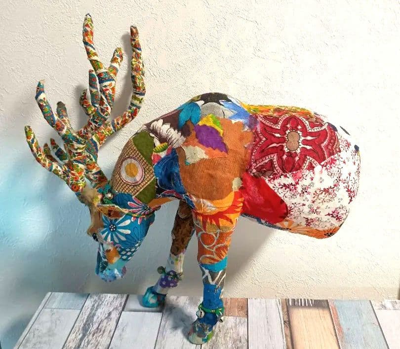 壁掛け パッチワーク インテリア 鹿 トナカイ 北欧 オブジェ