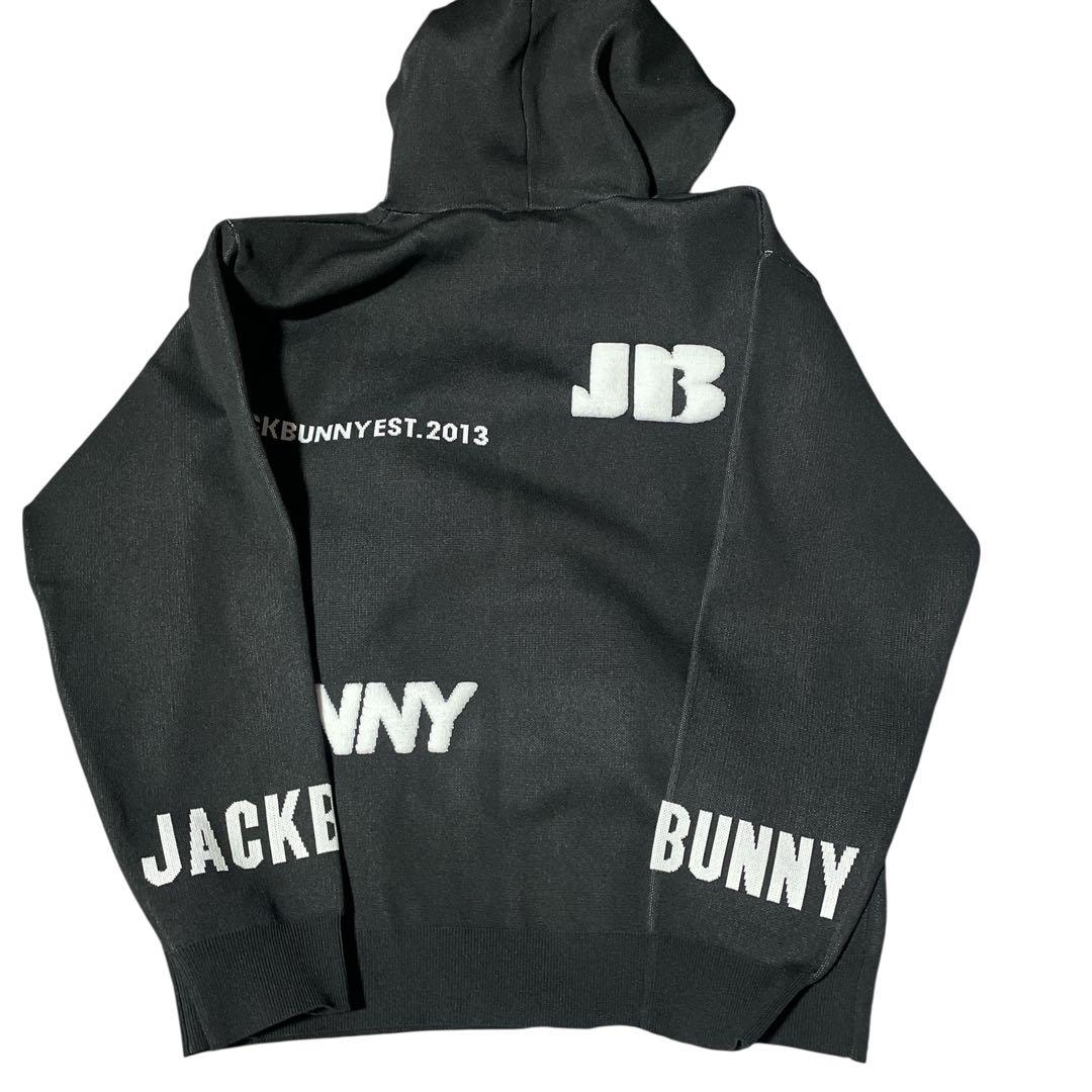 美品☆Jack Bunny!! ロゴジャガードニットフーディ ブラック サイズ5