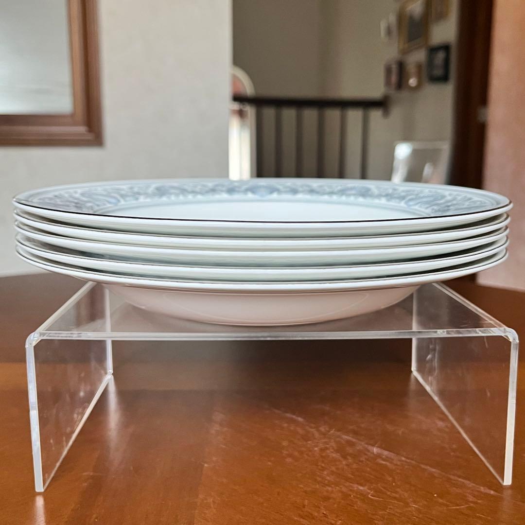 黒壺美品】英国製 ウェッジウッド☆ドルフィンホワイト☆深皿 5枚