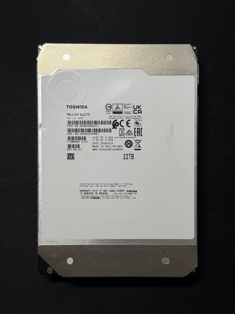 【ジャンク】22TB TOSHIBA MG04SDA 内蔵型HDD 22TB】 TOSHIBA MG04SDA 内蔵型HDD ジャンク - メルカリ