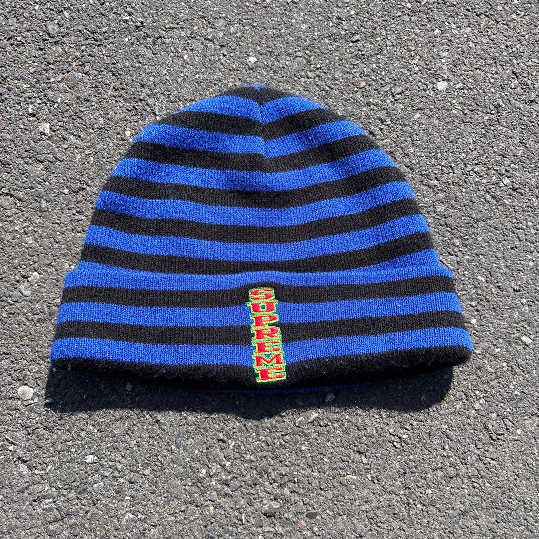 16aw Supreme 青黒ストライプ ニット帽 y2k ストリート fti - メルカリ
