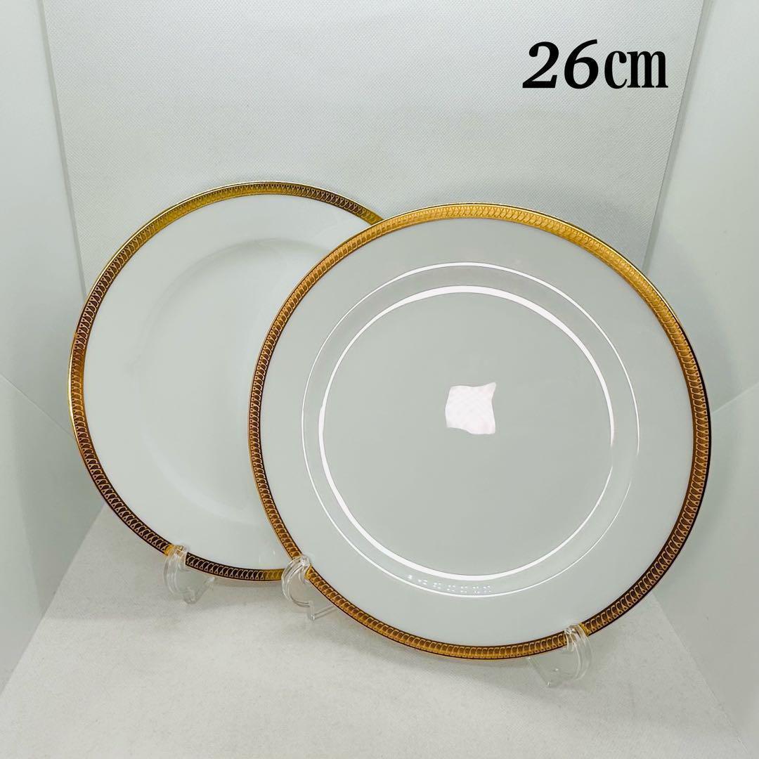 未使用 大倉陶園 片葉金蝕 2枚セット 26㎝ ディナープレート 片葉金蝕 カップ&ソーサー