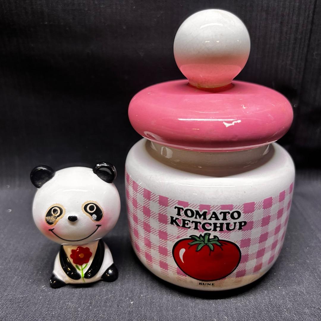 ▽Fb左1099 内藤ルネ 陶器製 キャニスター パンダ 置物 2点まとめ 内藤ルネ ミスターパンダ 陶器の貯金箱【パンダ/大】｜Yahoo!フリマ