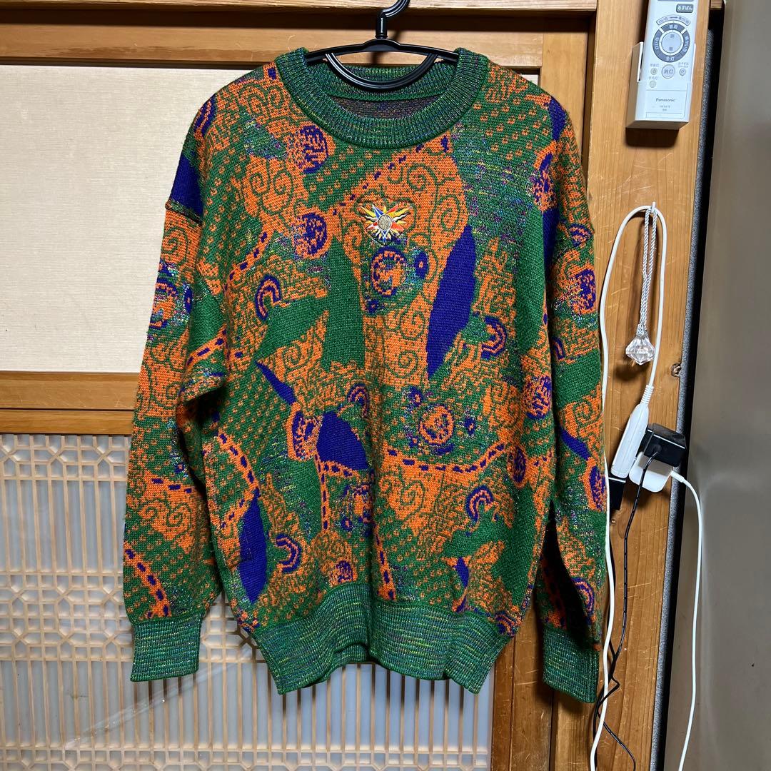美品　J's ジャンボ尾崎　セーター　ニット　ブリヂストンスポーツ　L 緑　紺 美品 J's ジャンボ尾崎 セーター ニット ブリヂストンスポーツ L 緑 紺