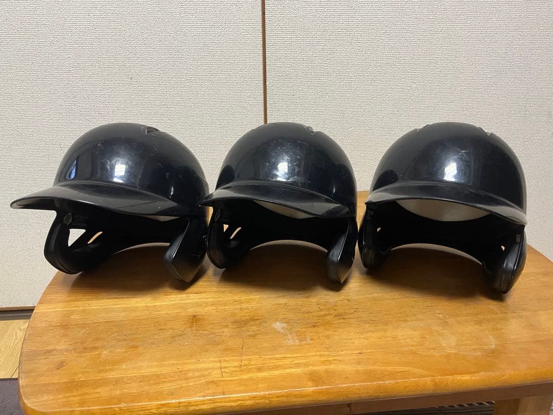 バッター用ヘルメット 3個セット 黒 軟式 ヘルメット 打者用ヘルメットつや消し | 総合スポーツ企業
