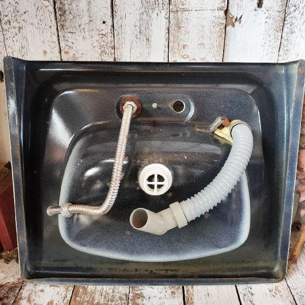 ヴィンテージ ホーロー ベイスン シンク 花柄 洗面台 琺瑯 流し 手洗い