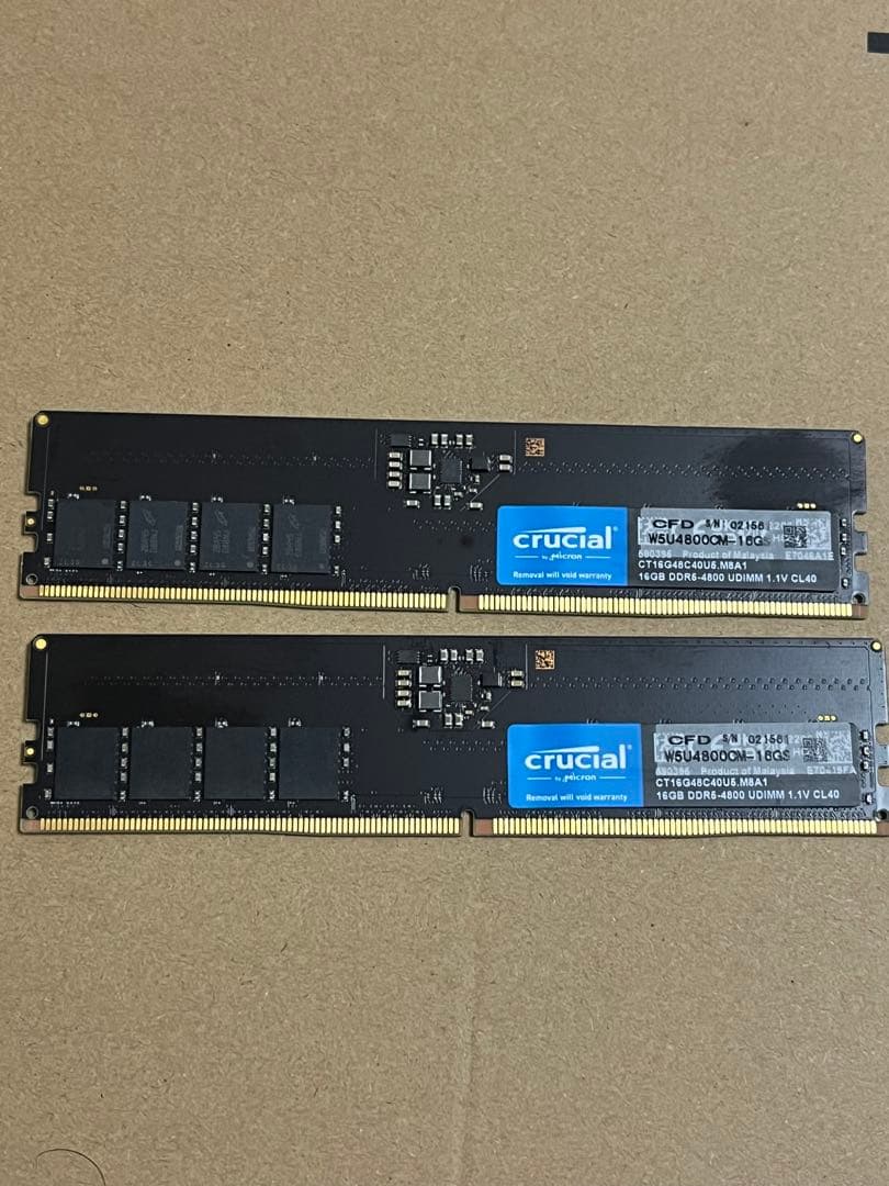 デスクトップ用　DDR5 4800 32GB（2×16GB） Crucial 32GB Kit (16GBx2) DDR5-4800 SODIMM | CT2K16G48C40S5