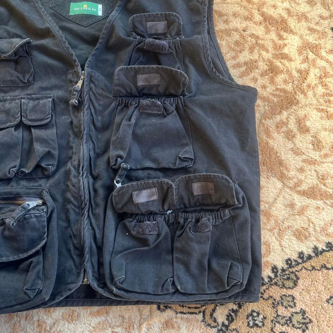 フィッシングベスト 黒色 多機能ポケット - メルカリ