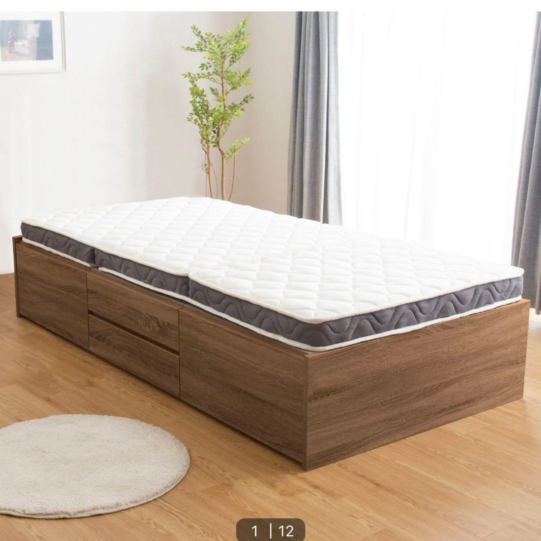 ニトリ シングルヘッドレスチェストベッドフレーム(FRM WN) - メルカリ