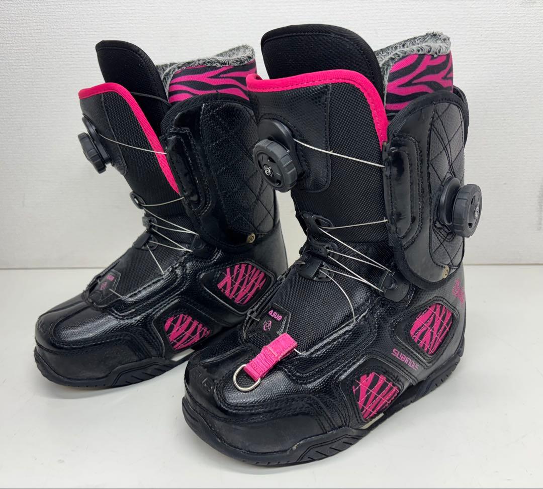 SUB スノーボードブーツ ダブルBOA ブラック ピンク ゼブラ 23.5cm