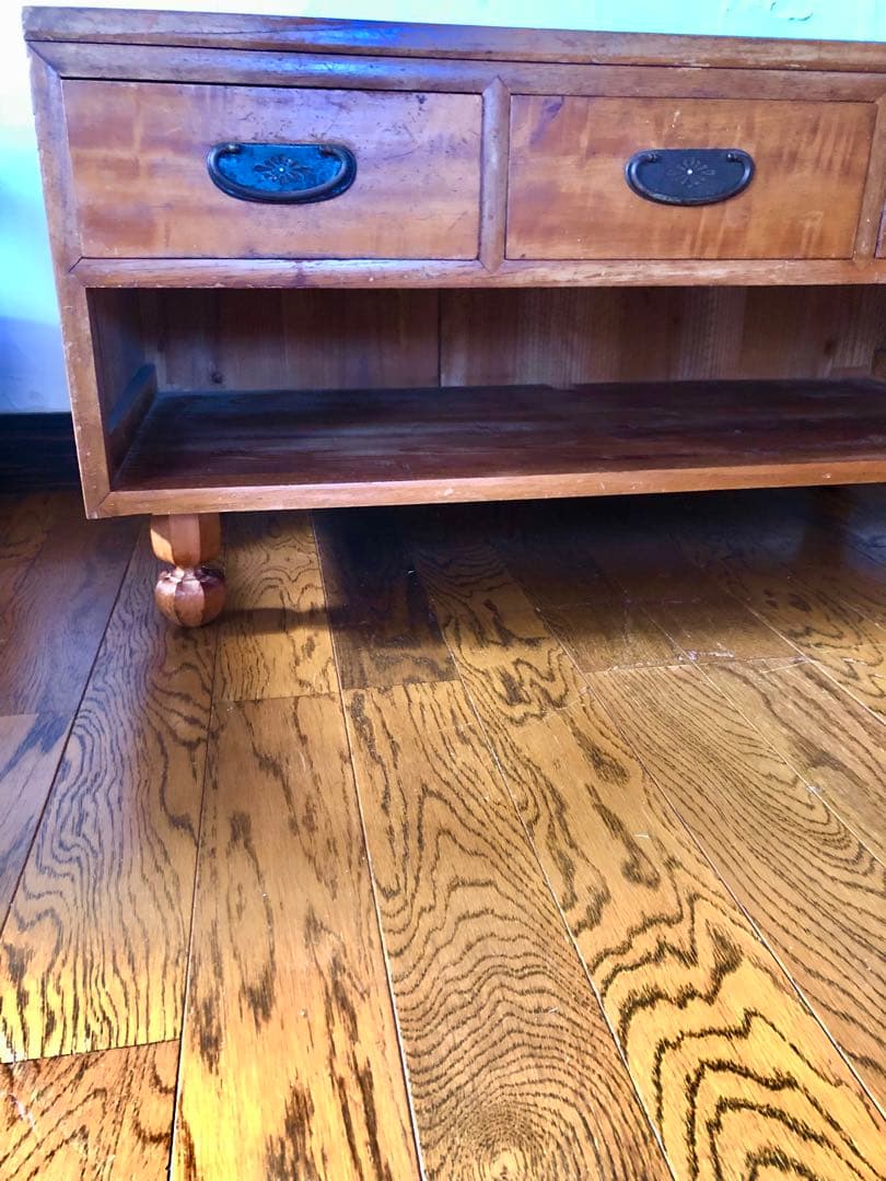 □レトロ□古い木 引き出し3杯のローボード テレビ台 ベンチ