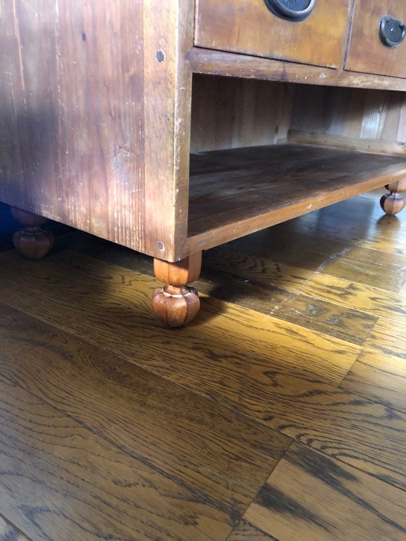 □レトロ□古い木 引き出し3杯のローボード テレビ台 ベンチ