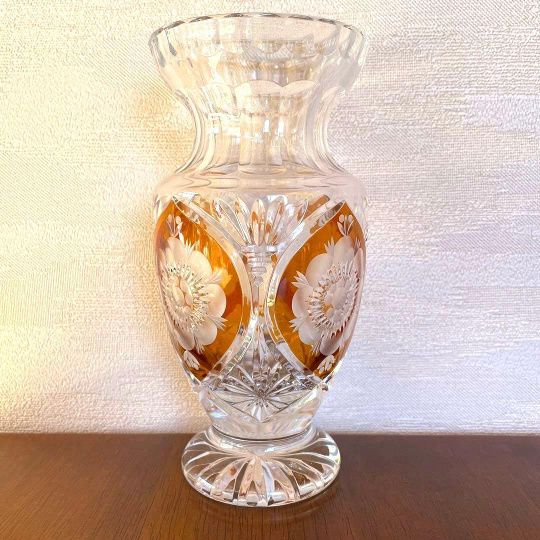 POLONIA ポロニア クリスタルガラス 花瓶 フラワーベース 切子