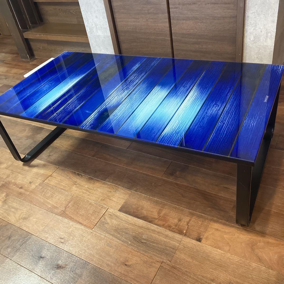 貴重✨️天板強化ガラス 青い木目調 黒い金属製フレーム モダン コーヒーテーブル 楽天市場】最大3000円OFFクーポン配布中 03/10(火)00:00〜 ガラス