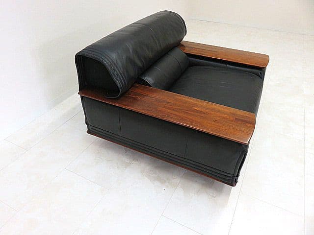 展示品 カリモク ビベンテ 本革1人掛けソファ 花梨材 ローズウッド