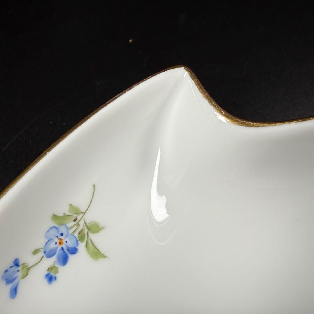 未使用 マイセン 金彩 2つ花 ケシ リーフディッシュ(約19cm)1枚、1級