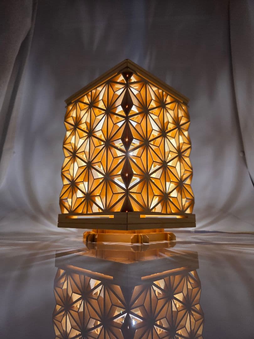 麻の葉45°組子ランプ、組子、組子細工、伝統文化、伝統工芸品、 - メルカリ