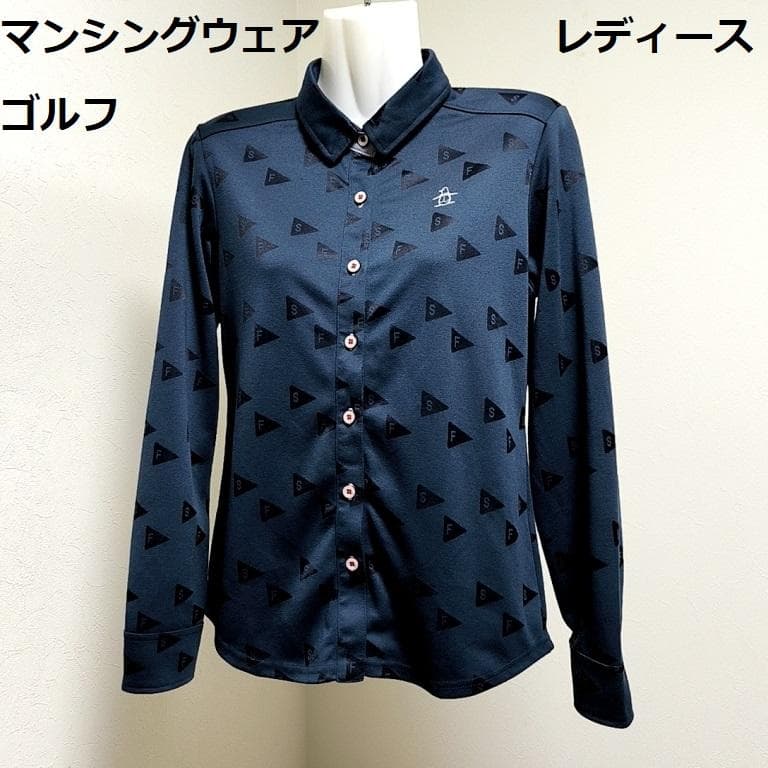 マンシングウェア ゴルフ レディース 長袖ポロシャツ 総柄デザイン M