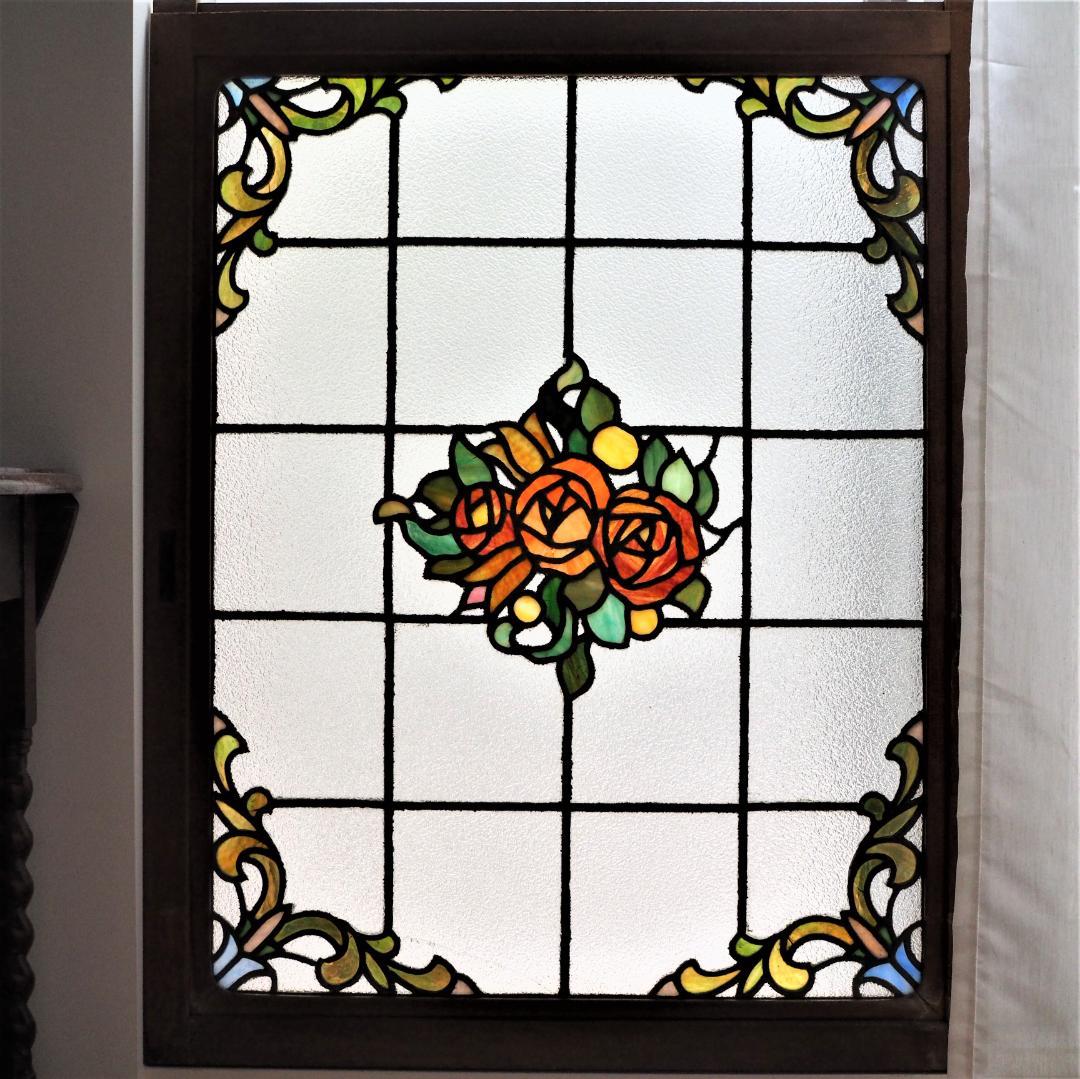 都内引き取り限定】超希少☆和のステンドグラス☆オリジナル木製窓枠