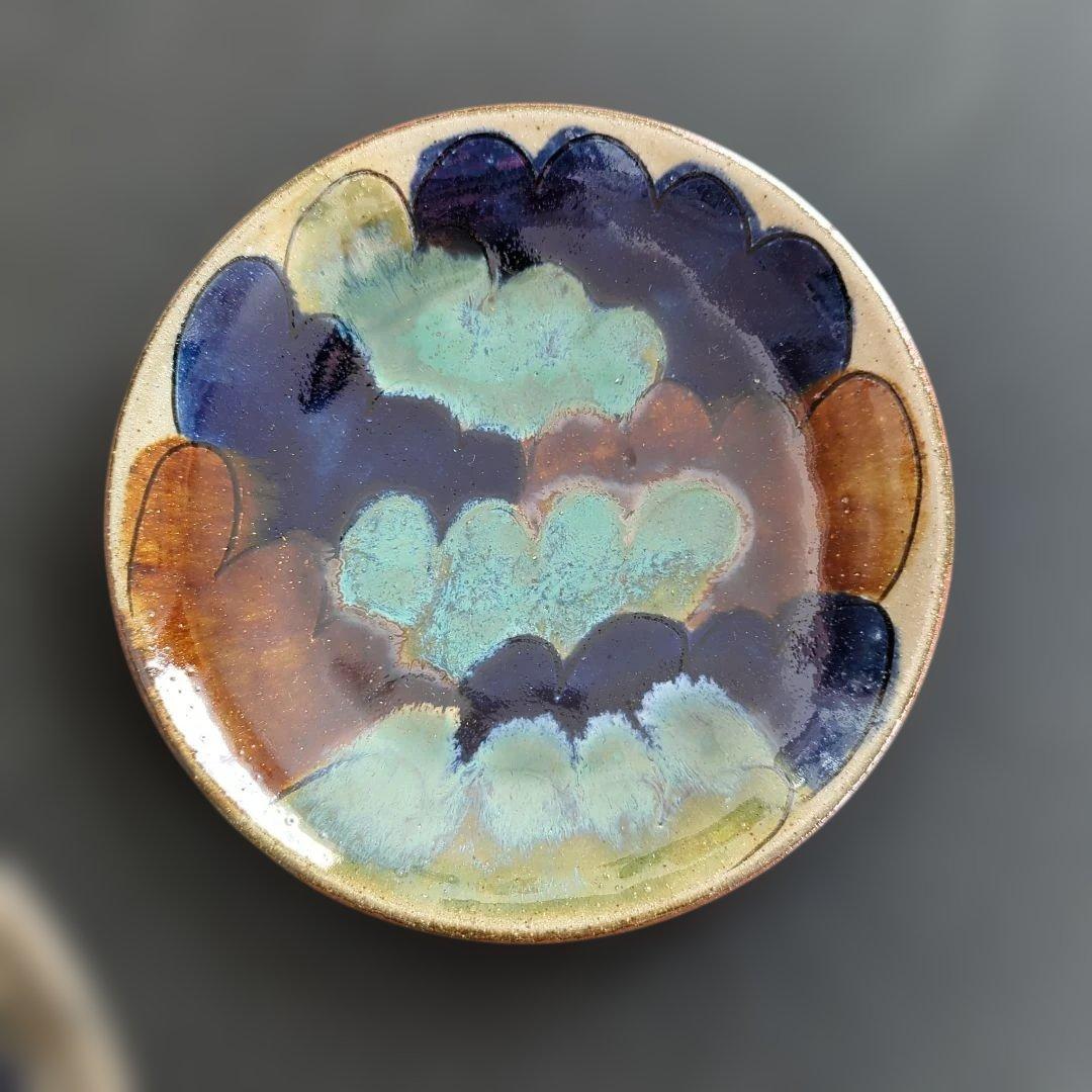 未使用◇深川製磁 ブルーチャイナ 菊中 フリル 銘々皿 5枚揃 新品未