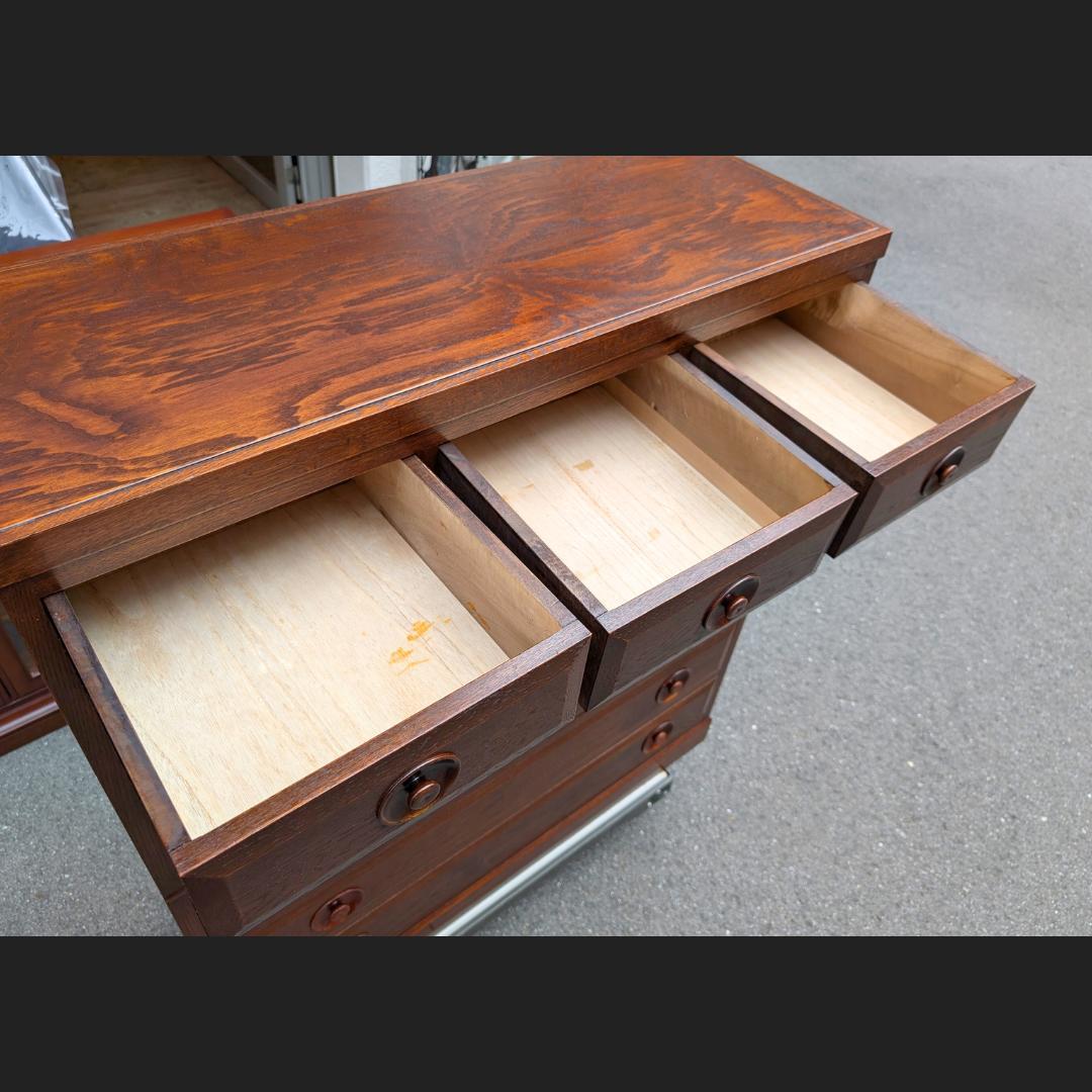 希少・歴史的鳥取の民藝☆辰巳木工／ケヤキ材6段チェスト／デザイン