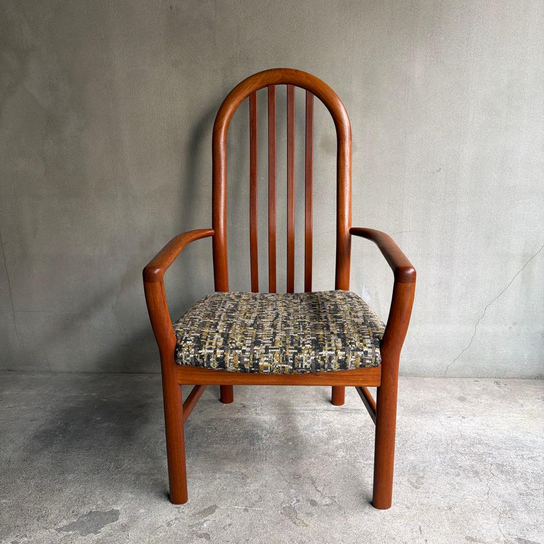 極美品 北欧 デンマーク チーク無垢 ハイバックアームチェア