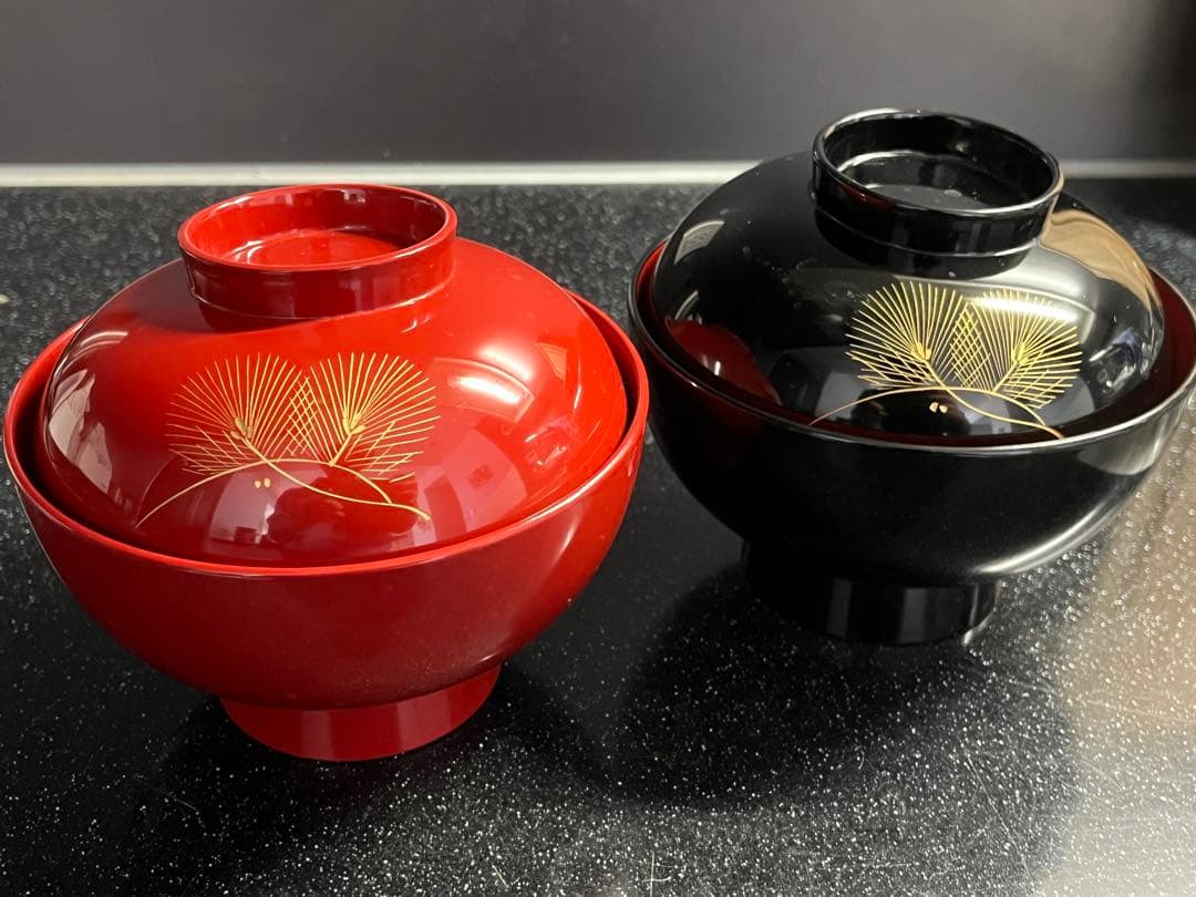 越前漆器　漆遊館　雑煮椀　2点セット 楽天市場】【2点で5％OFFクーポン配布中】 雑煮椀 フタ付き 黒塗り内朱