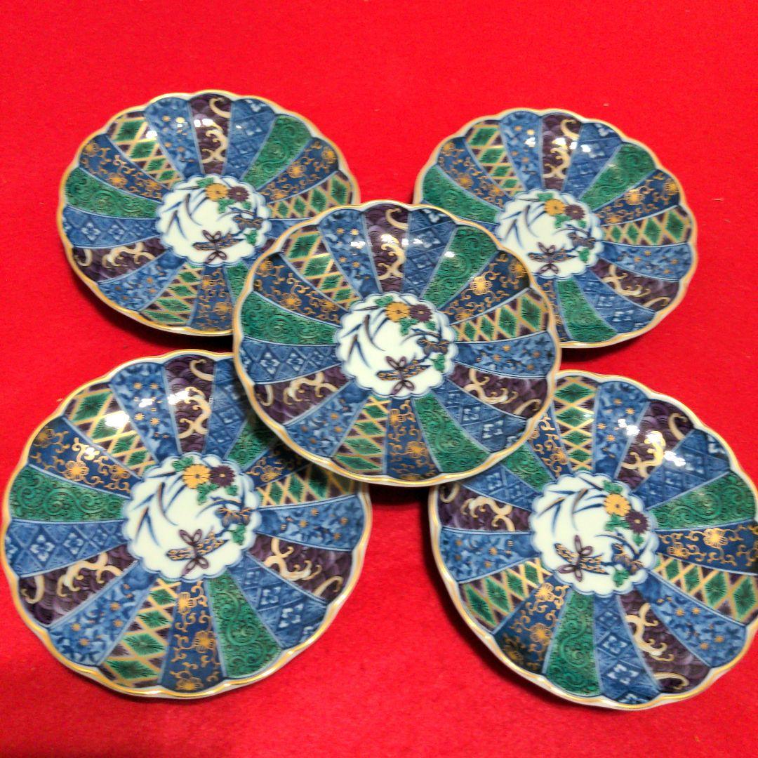 美濃焼 翔山窯 金彩錦絵 菊割 和皿 5枚 - メルカリ