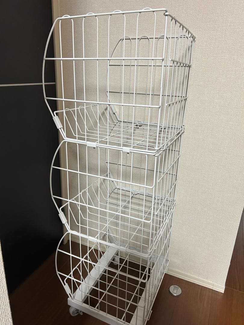 ジャンブルバスケット バスケットワゴン 3段ラック キッチンラック