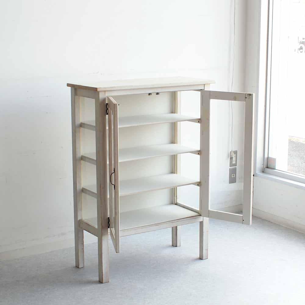 シャビーシック ガラスキャビネット 80cm ZR23327 - メルカリ