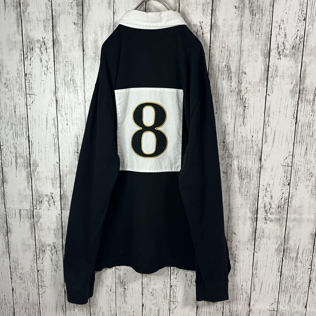 ポロラルフローレン】ラガーシャツ☆ブラック ゴールド☆刺繍☆ビッグ