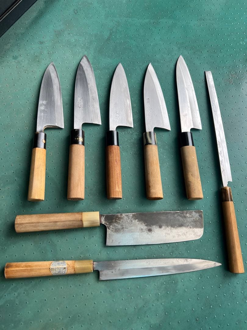 8本セットの包丁- 本焼出刃1本- 木屋-利研-石月-宏明…