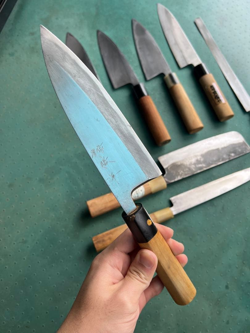 8本セットの包丁- 本焼出刃1本- 木屋-利研-石月-宏明…