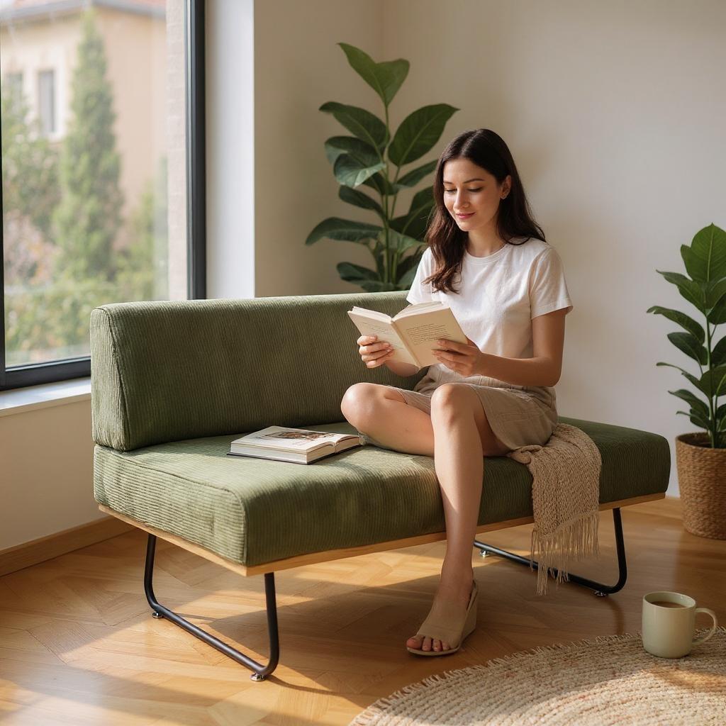 送料無料【新品訳あり】幅105cm コーデュロイ生地 2P ソファ