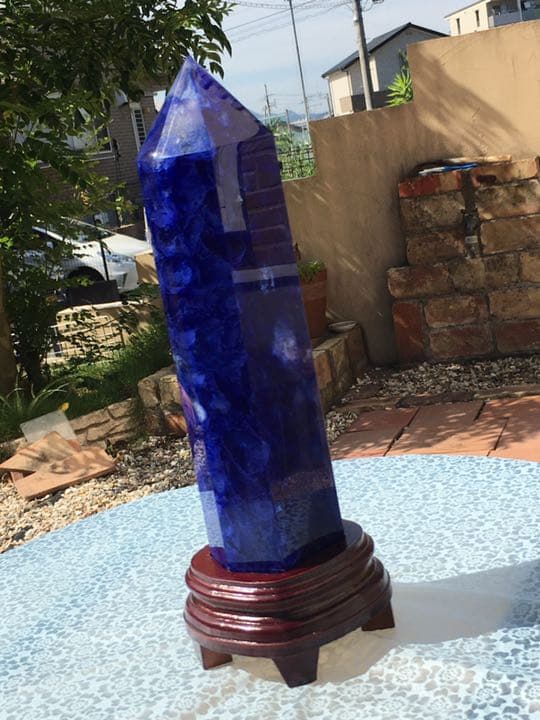 【縁起物】藍　水晶　ポイント　六角柱　パワーストーン　K9 楽天市場】天然石 水晶 練り ブルー ポイント 六角柱 置石 開運 原石