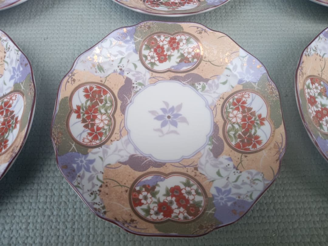 新品 美濃焼 翔山 銘々皿 6枚 セット 金彩 花紋様 小皿 まとめて レア
