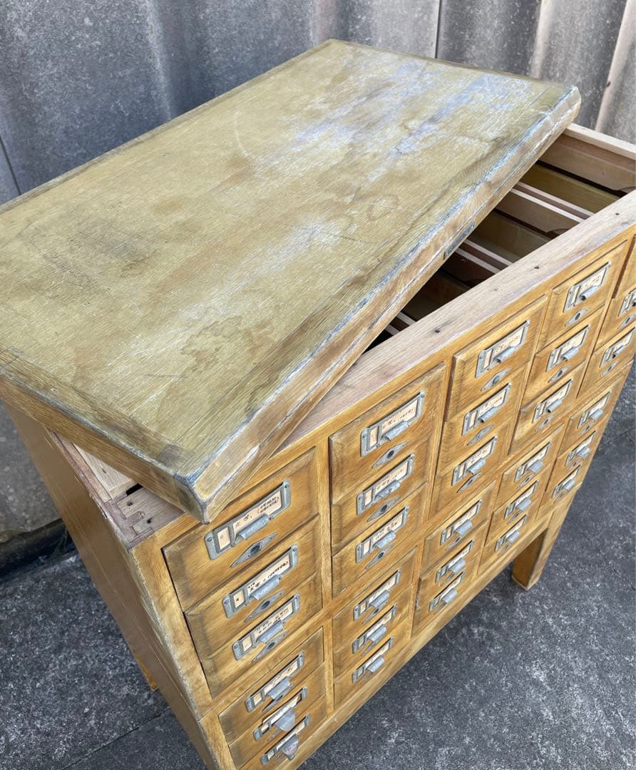 ビンテージ/学校/図書館/収納棚/棚/カードケース/キャビネット/小