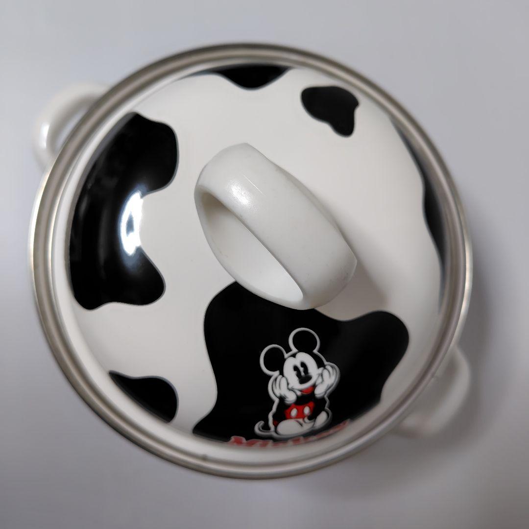 ディズニー ミッキー 両手鍋 ホーロー 牛柄 レア レトロ キッチン 調理