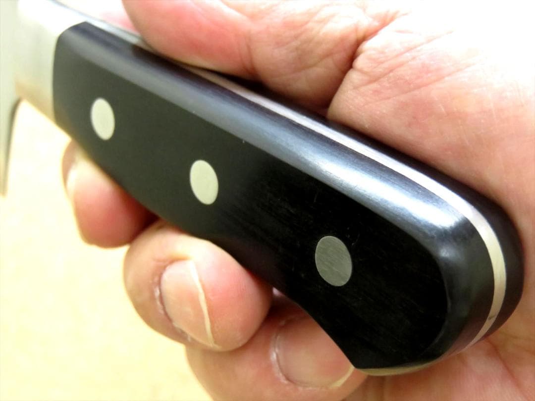 関の刃物 サーモン三徳包丁 175mm モリブデン 口金付 ディンプル 両刃