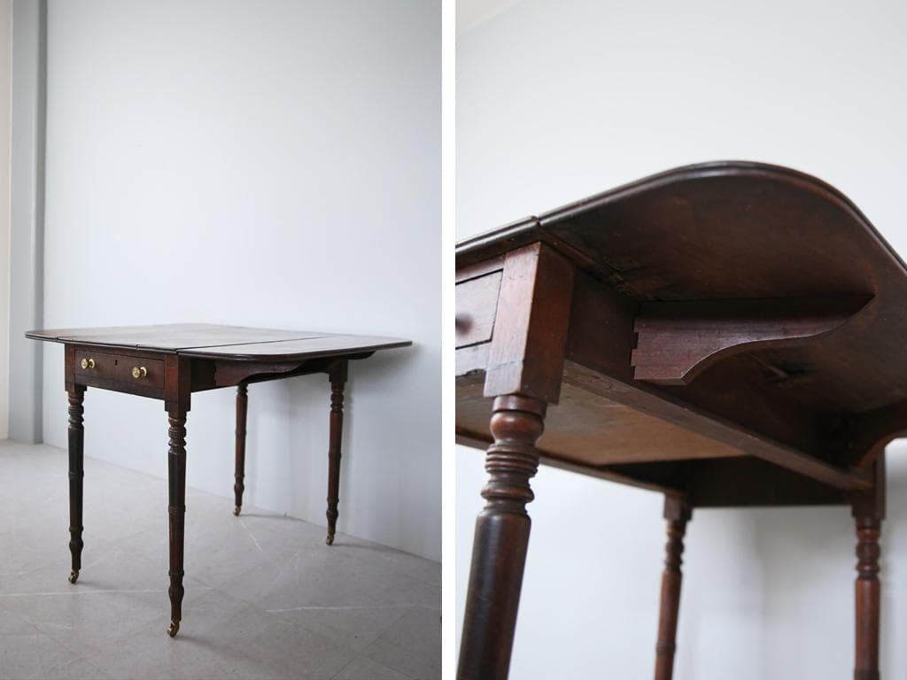 英国アンティーク木製ドロップリーフテーブル/バタフライ/ダイニング机