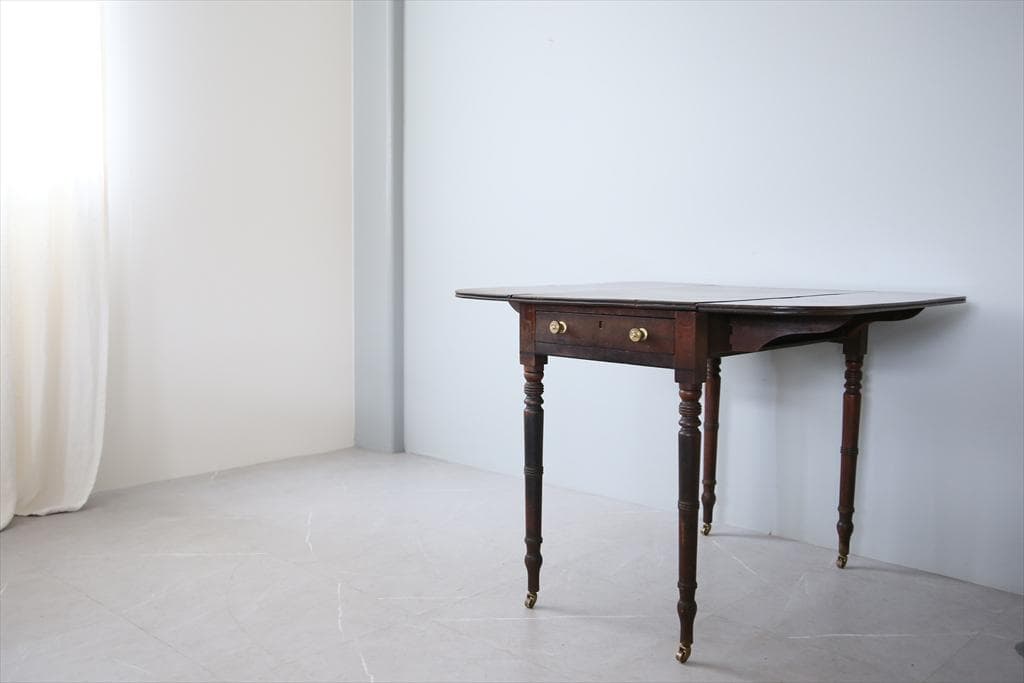 英国アンティーク木製ドロップリーフテーブル/バタフライ/ダイニング机