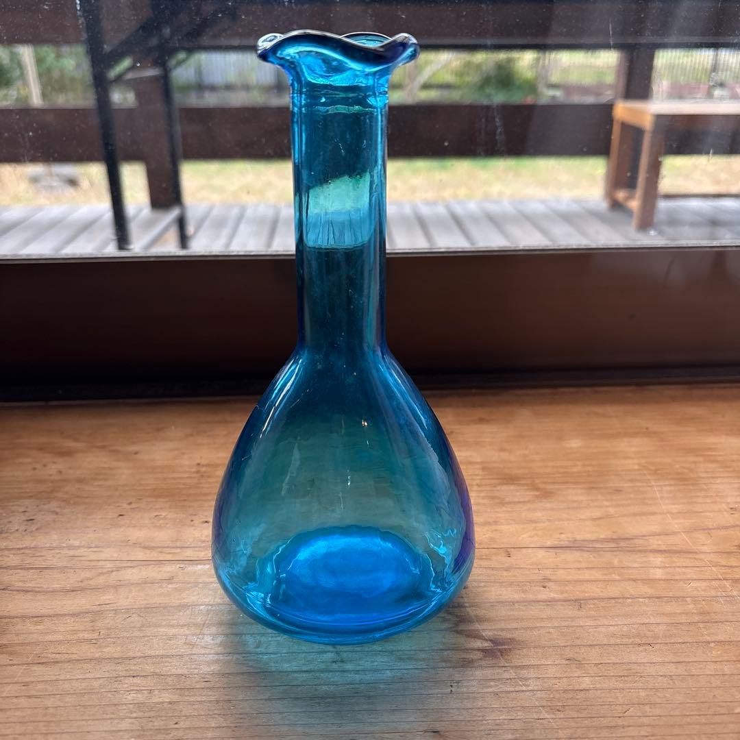 青色 フラスコ型 花瓶 - メルカリ