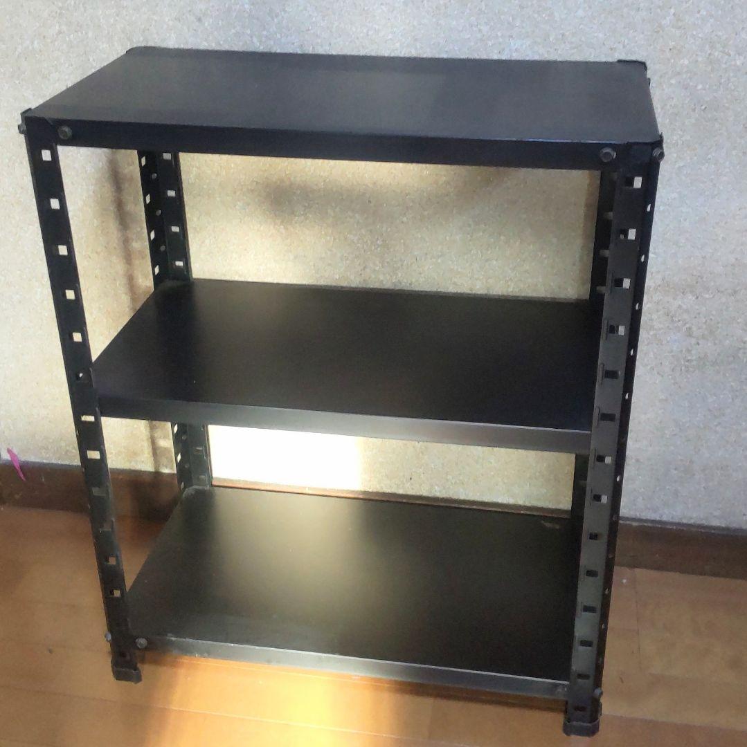 スチール製 3段ラック 可動棚 ブラック レトロ 61×31×73 スチール棚