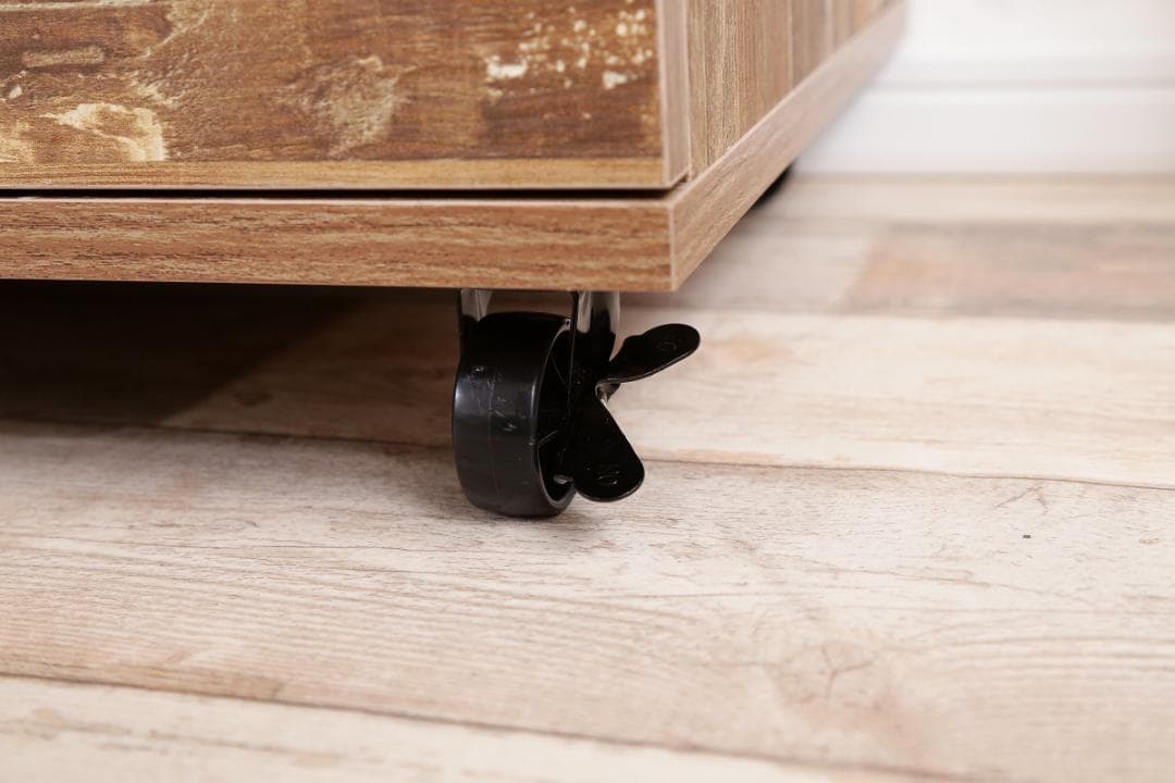 《新品・送料無料》Cave 寄木柄80cmレンジ台キャスター付き