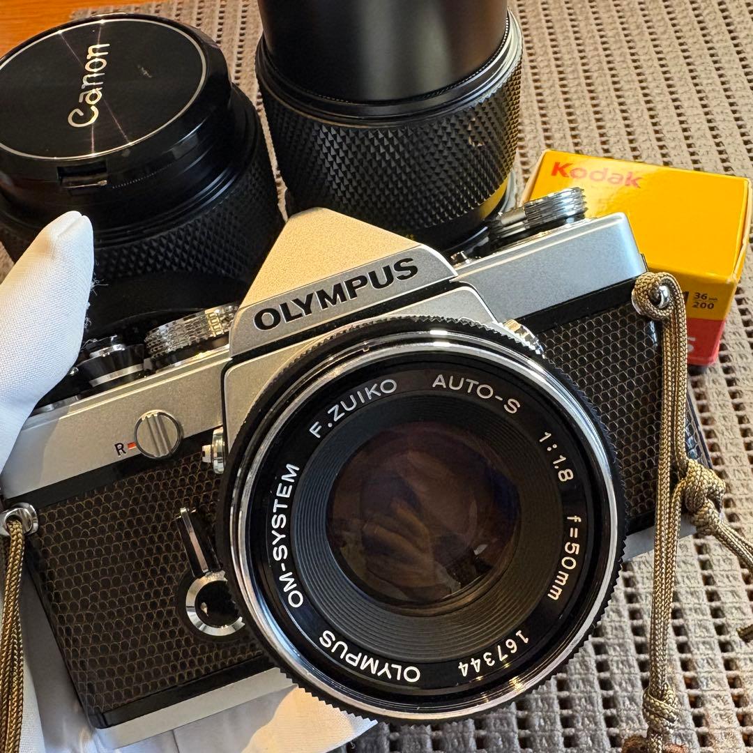 OLIMPUS OM-1 フィルムカメラ 一眼レフ レンズ3本 新品フィルム付き