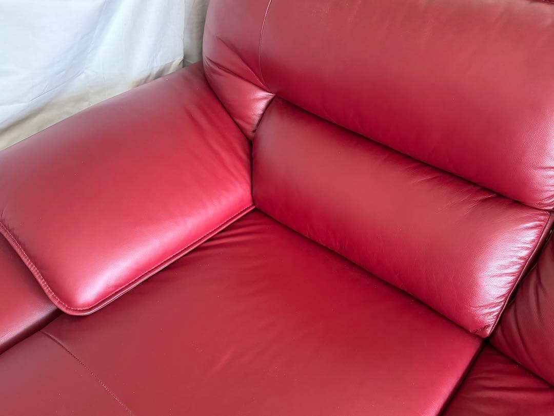 NITORI ニトリ ロゾ4 本革 カウチソファ カウチ レッド ソファー